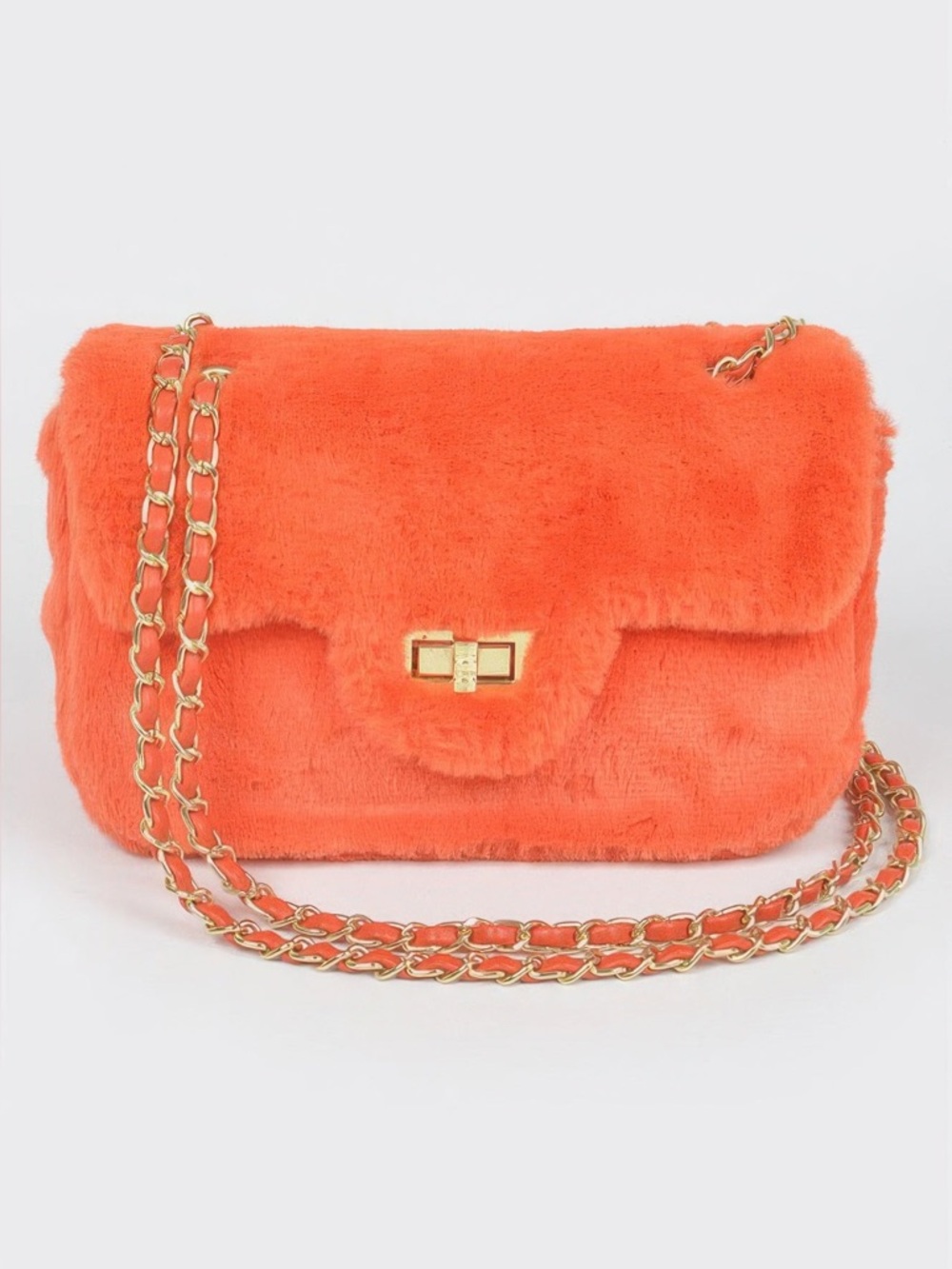 Faux Wool Flap Shoulder Bag